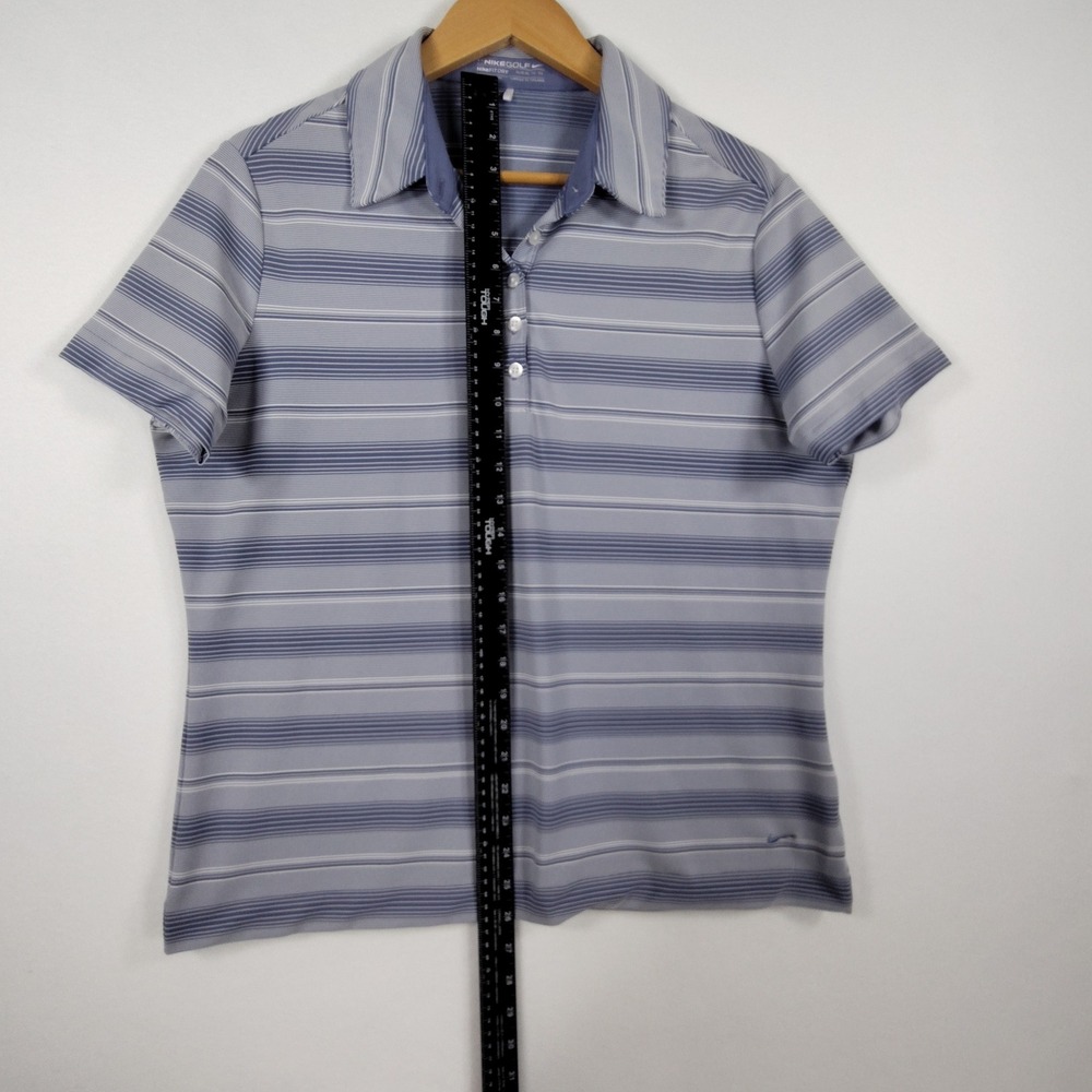 Nike Golf Fit Dry Polo Shirt Womens XL Blue White Striped Short Sleeve - Picture 11 of 11